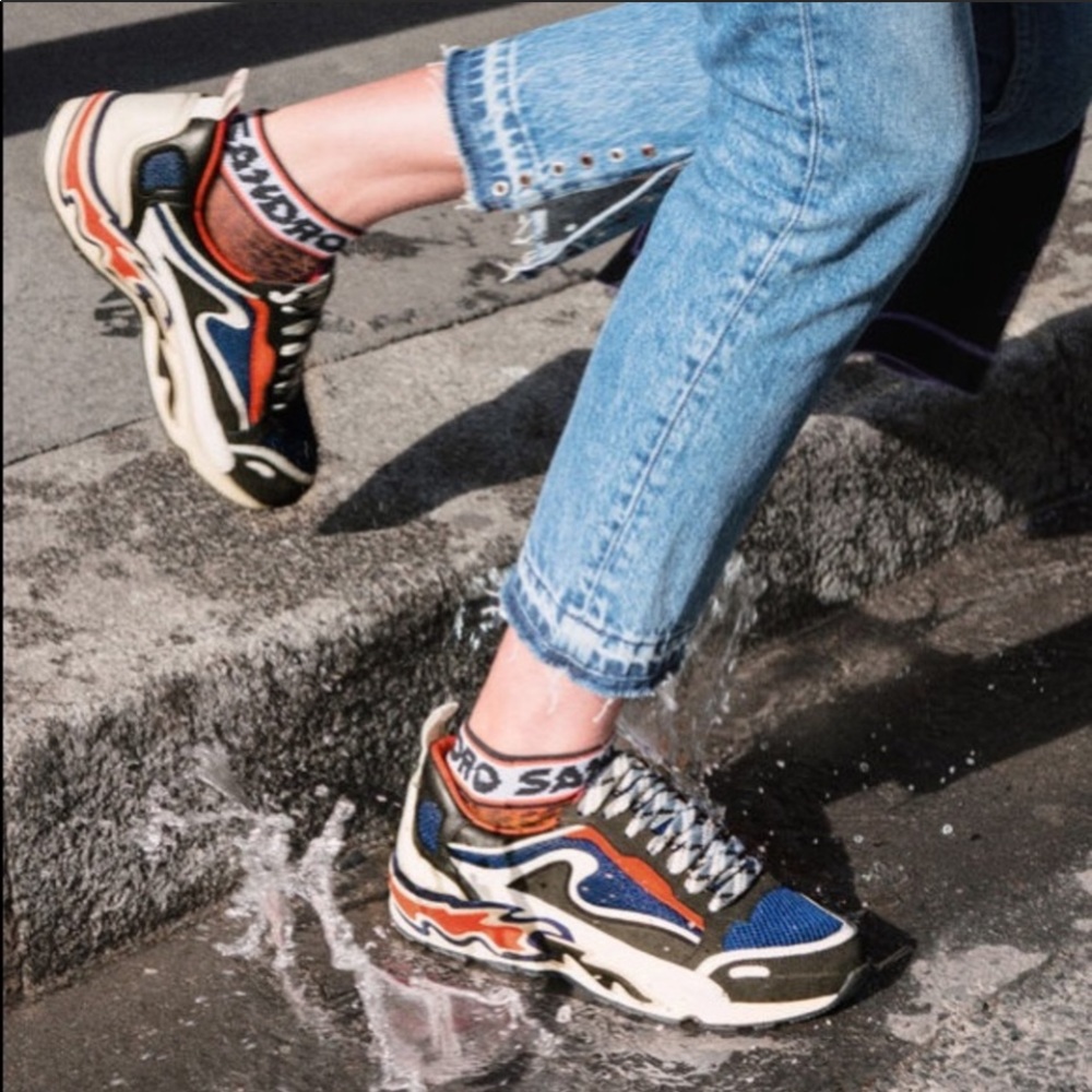 SANDRO FLAME SNEAKERS DARK NAVY SIZE EU 40/USA 9-9.5 NWT - Picture 3 of 16